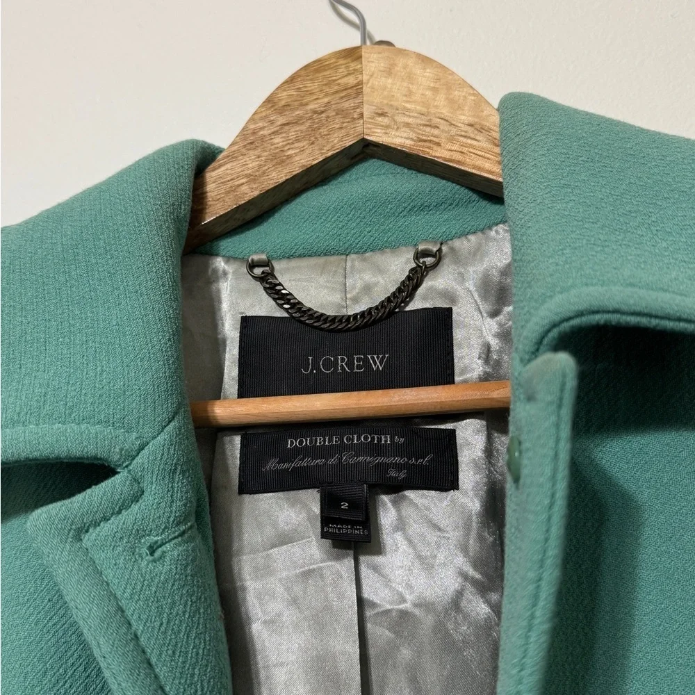 J Crew Classic Lady Day Coat Size 2 Wool Double Cloth Green